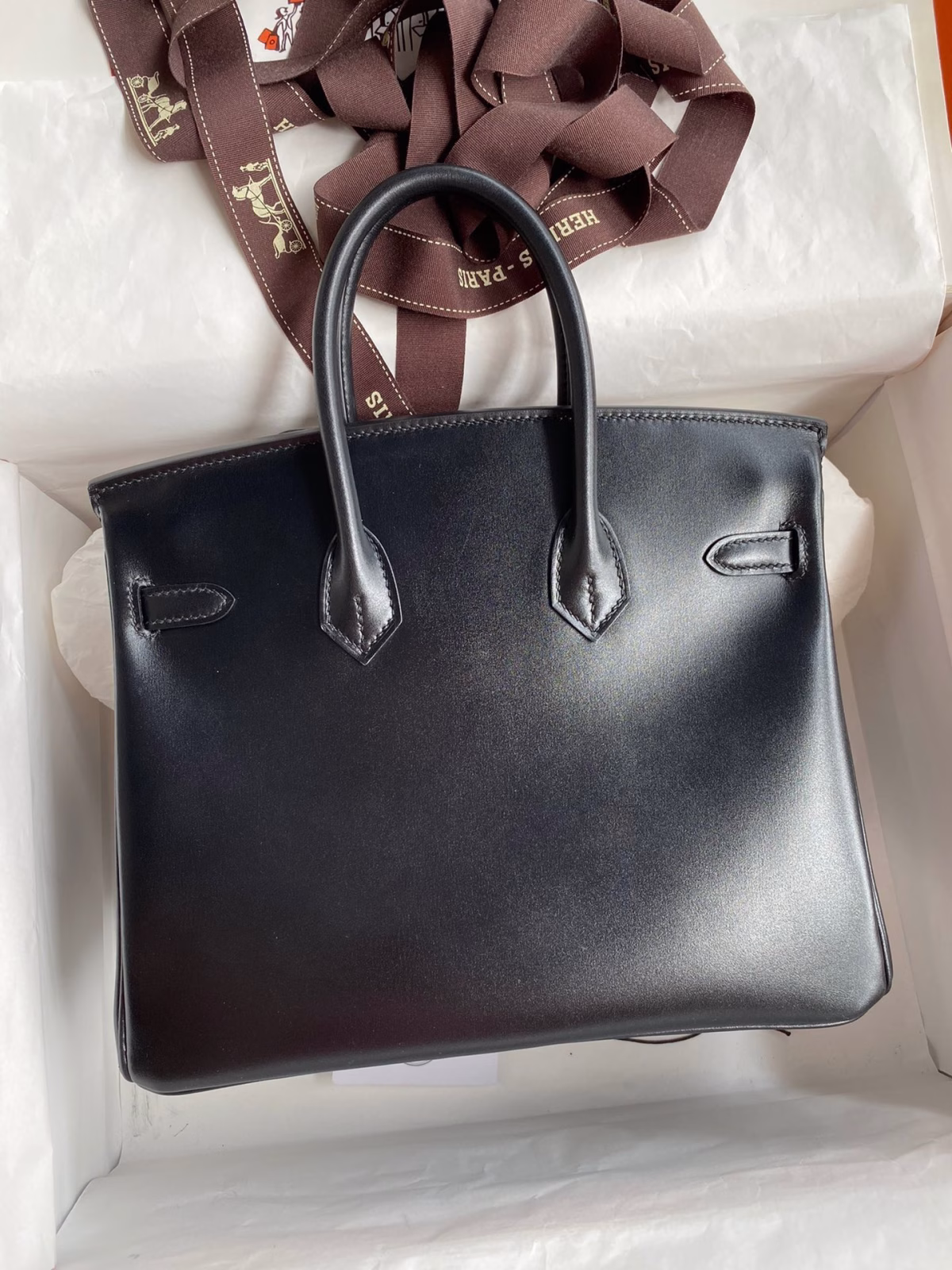 Hermes Birkin 25 Retourne Handmade Bag In Black Box Calfskin - Image 6