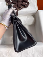 Hermes Birkin 25 Retourne Handmade Bag In Black Box Calfskin - Image 9