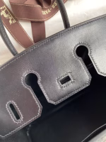 Hermes Birkin 25 Retourne Handmade Bag In Black Box Calfskin - Image 2