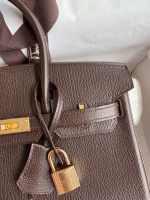 Hermes Birkin 25 Retourne Handmade Bag In Chocolat Chevre Mysore Leather - Image 7