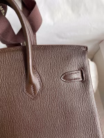 Hermes Birkin 25 Retourne Handmade Bag In Chocolat Chevre Mysore Leather - Image 8