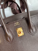 Hermes Birkin 25 Retourne Handmade Bag In Chocolat Chevre Mysore Leather - Image 2