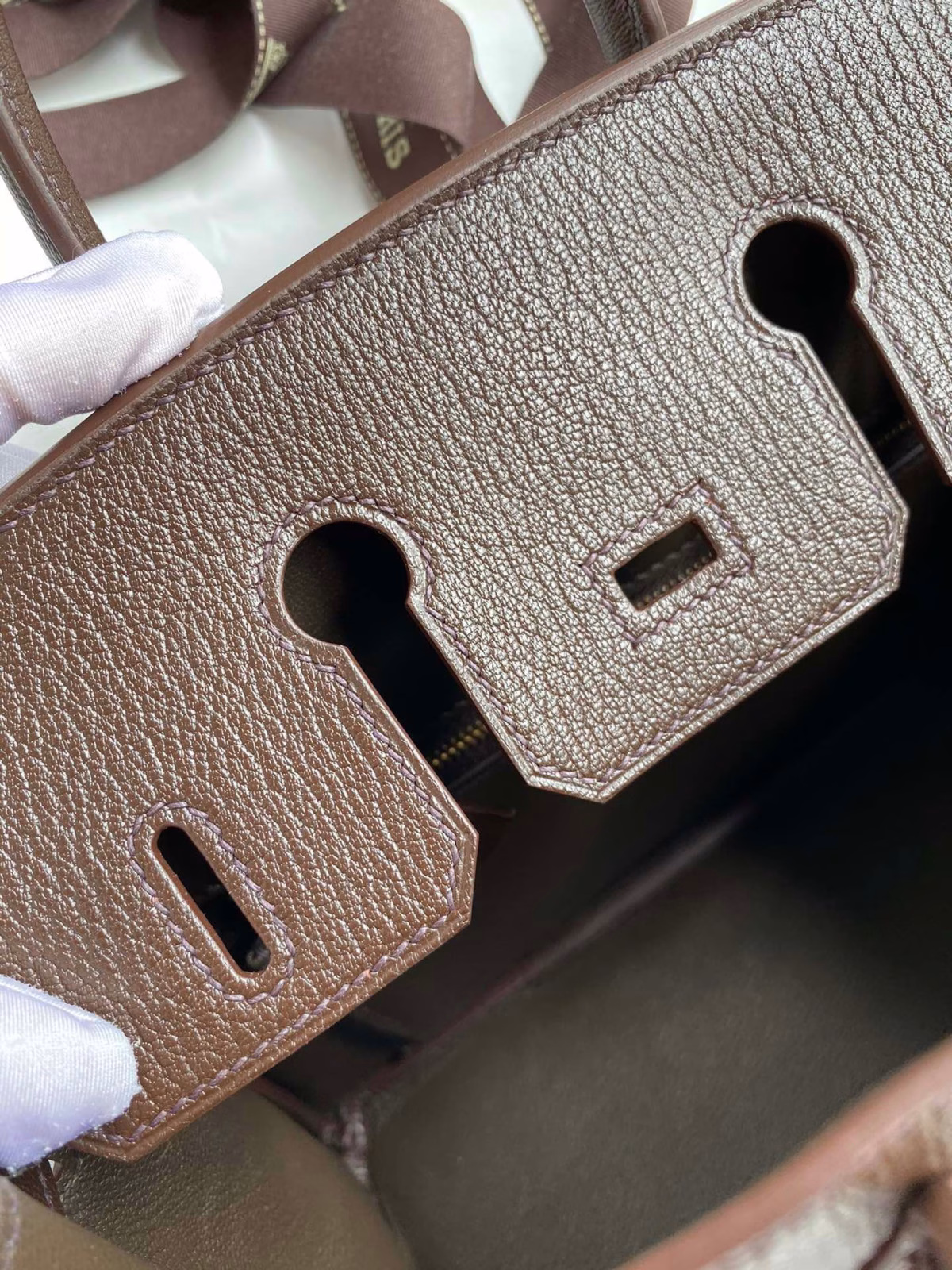 Hermes Birkin 25 Retourne Handmade Bag In Chocolat Chevre Mysore Leather - Image 4