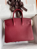 Hermes Birkin 25 Retourne Handmade Bag In Bordeaux Clemence Leather - Image 8