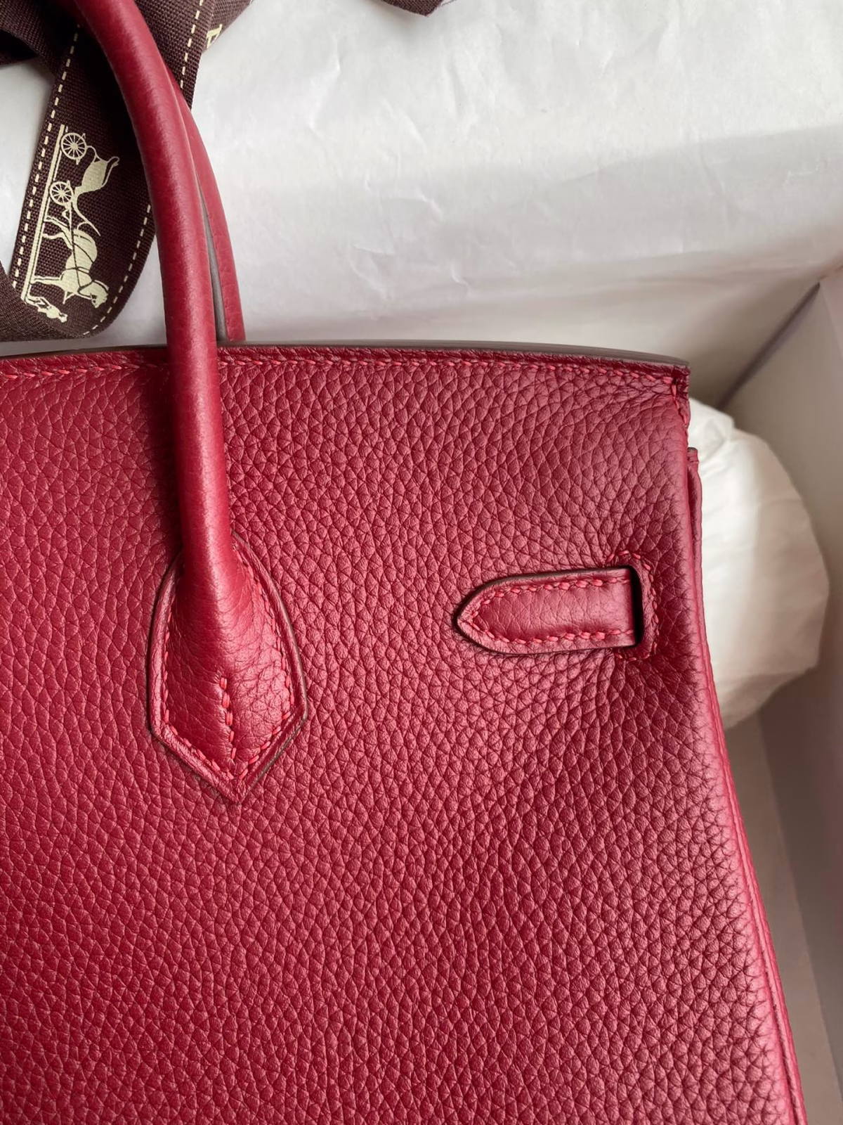 Hermes Birkin 25 Retourne Handmade Bag In Bordeaux Clemence Leather - Image 2
