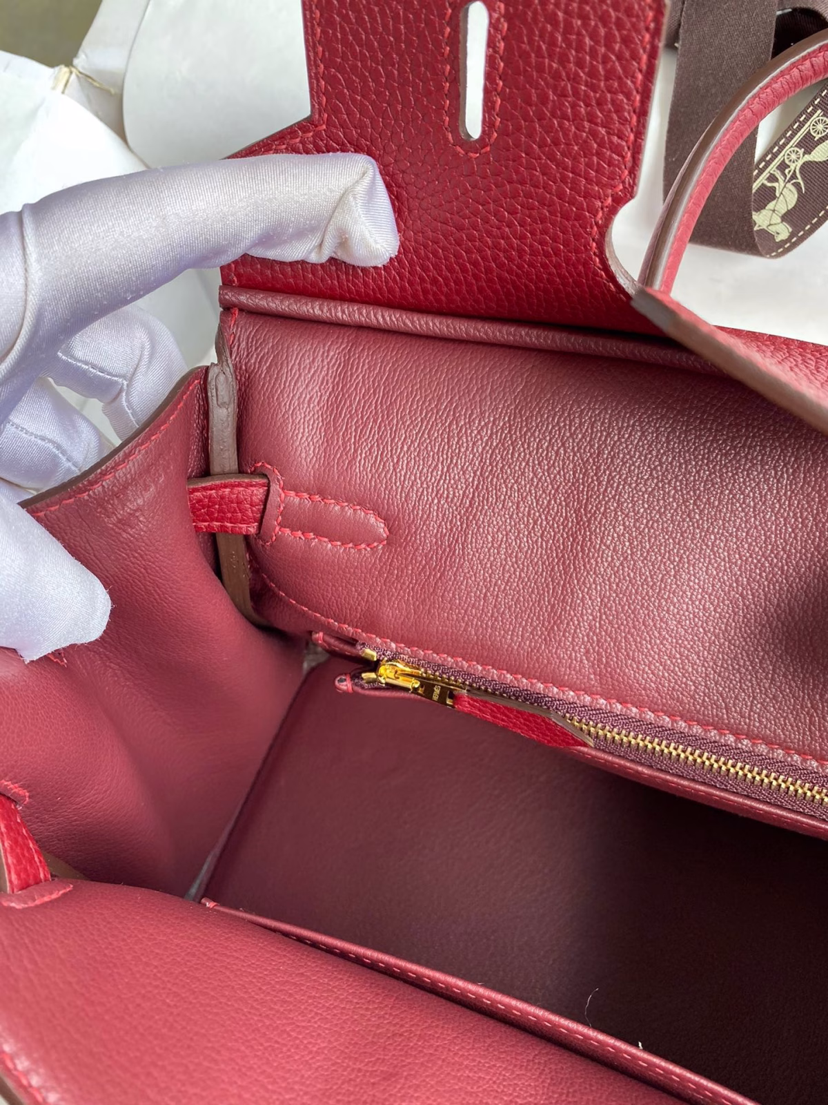 Hermes Birkin 25 Retourne Handmade Bag In Bordeaux Clemence Leather - Image 6