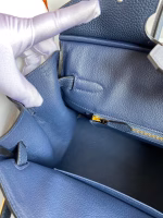 Hermes Birkin 25 Retourne Handmade Bag In Blue Saphir Clemence Leather - Image 4