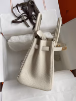 Hermes Birkin 25 Retourne Handmade Bag In Craie Clemence Leather - Image 3