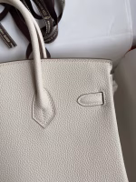 Hermes Birkin 25 Retourne Handmade Bag In Craie Clemence Leather - Image 6