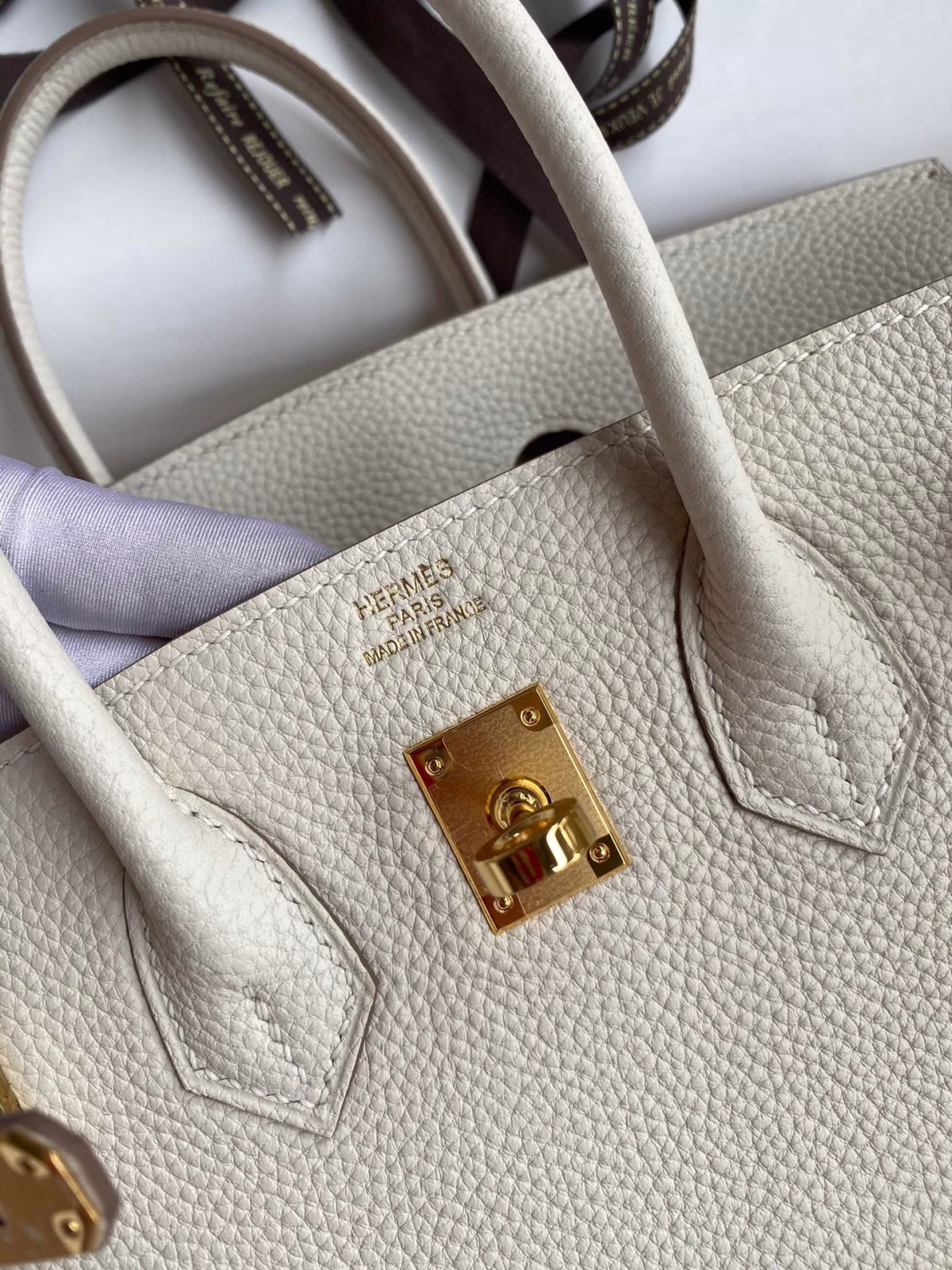 Hermes Birkin 25 Retourne Handmade Bag In Craie Clemence Leather - Image 7