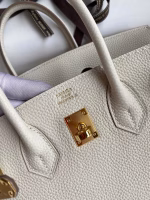 Hermes Birkin 25 Retourne Handmade Bag In Craie Clemence Leather - Image 7
