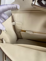 Hermes Birkin 25 Retourne Handmade Bag In Craie Clemence Leather - Image 9