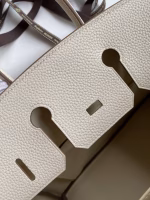 Hermes Birkin 25 Retourne Handmade Bag In Craie Clemence Leather - Image 2