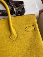 Hermes Birkin 25 Retourne Handmade Bag In Jaune de Naples Clemence Leather - Image 3