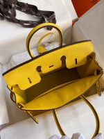 Hermes Birkin 25 Retourne Handmade Bag In Jaune de Naples Clemence Leather - Image 5