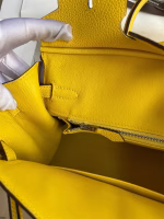 Hermes Birkin 25 Retourne Handmade Bag In Jaune de Naples Clemence Leather - Image 9