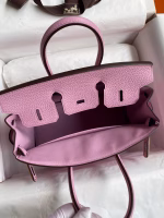 Hermes Birkin 25 Retourne Handmade Bag In Mauve Sylvestre Clemence Leather - Image 2