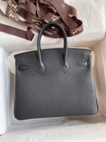 Hermes Birkin 25 Retourne Handmade Bag In Black Clemence Leather - Image 6