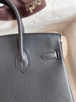 Hermes Birkin 25 Retourne Handmade Bag In Black Clemence Leather - Image 8