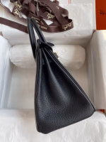 Hermes Birkin 25 Retourne Handmade Bag In Black Clemence Leather - Image 9