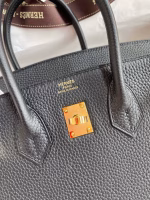 Hermes Birkin 25 Retourne Handmade Bag In Black Clemence Leather - Image 2