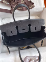 Hermes Birkin 25 Retourne Handmade Bag In Black Clemence Leather - Image 3