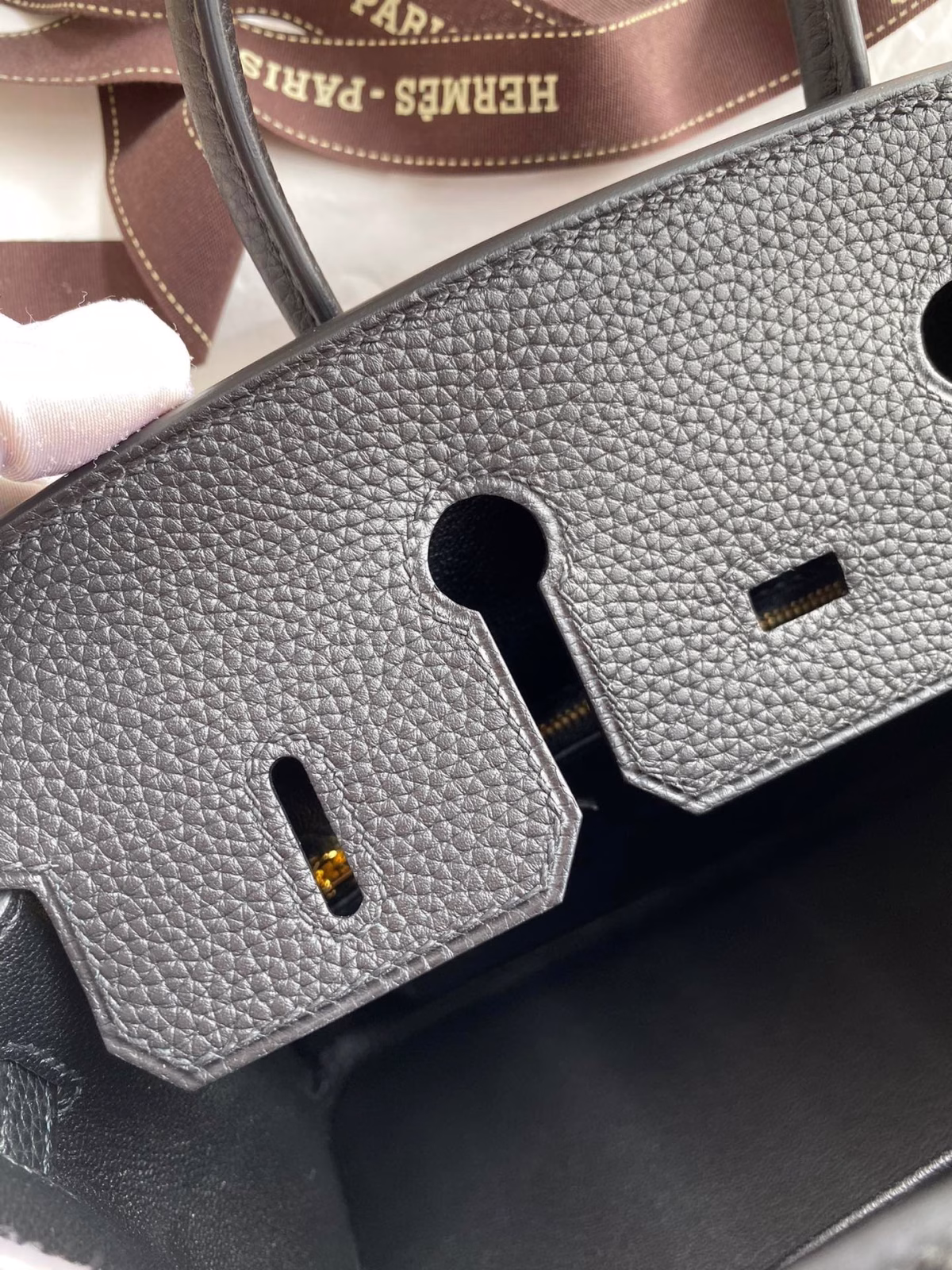 Hermes Birkin 25 Retourne Handmade Bag In Black Clemence Leather - Image 4