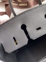 Hermes Birkin 25 Retourne Handmade Bag In Black Clemence Leather - Image 4
