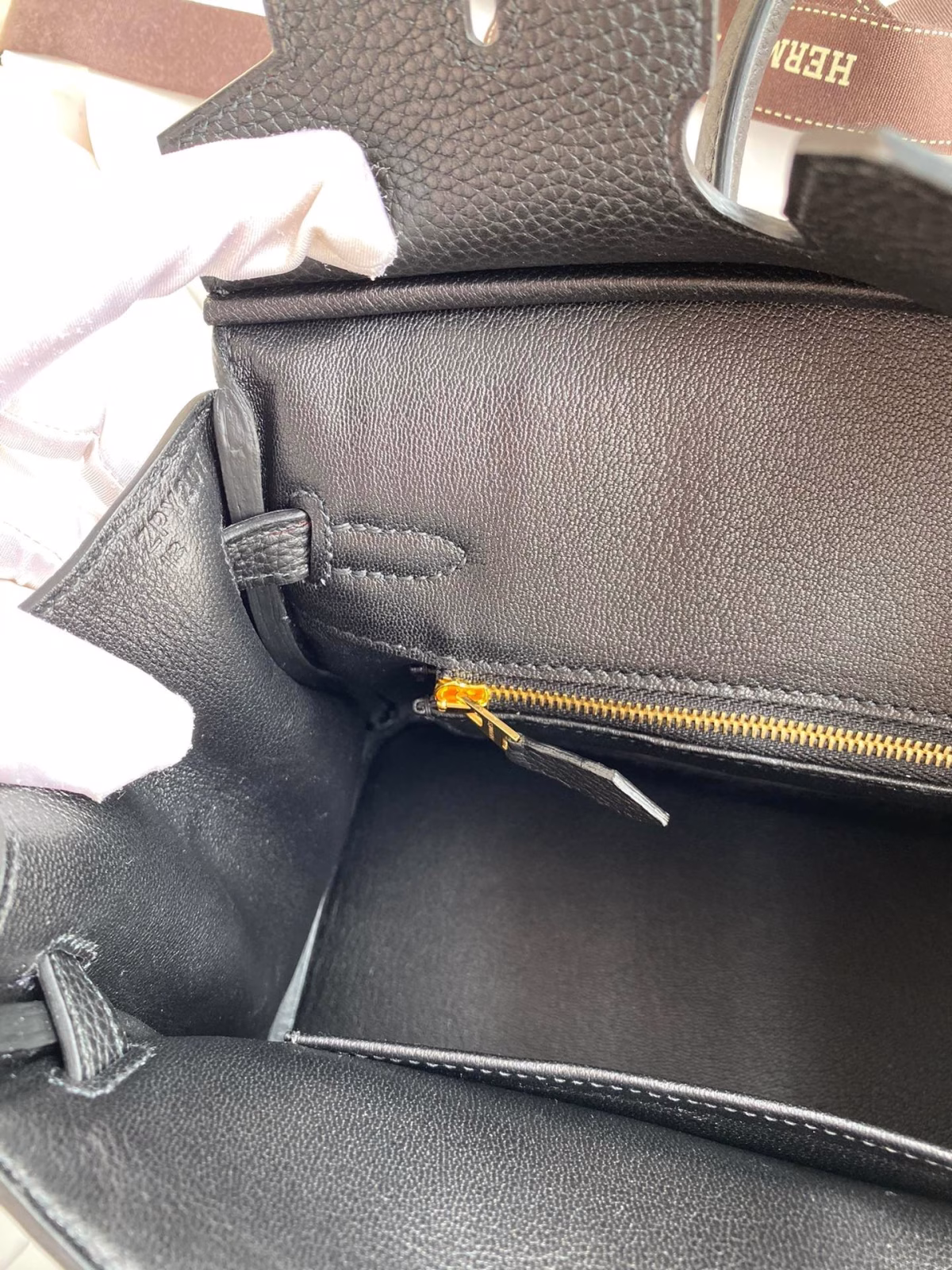 Hermes Birkin 25 Retourne Handmade Bag In Black Clemence Leather - Image 5