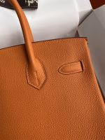 Hermes Birkin 25 Retourne Handmade Bag In Orange Clemence Leather - Image 8