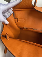 Hermes Birkin 25 Retourne Handmade Bag In Orange Clemence Leather - Image 5