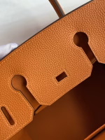 Hermes Birkin 25 Retourne Handmade Bag In Orange Clemence Leather - Image 6