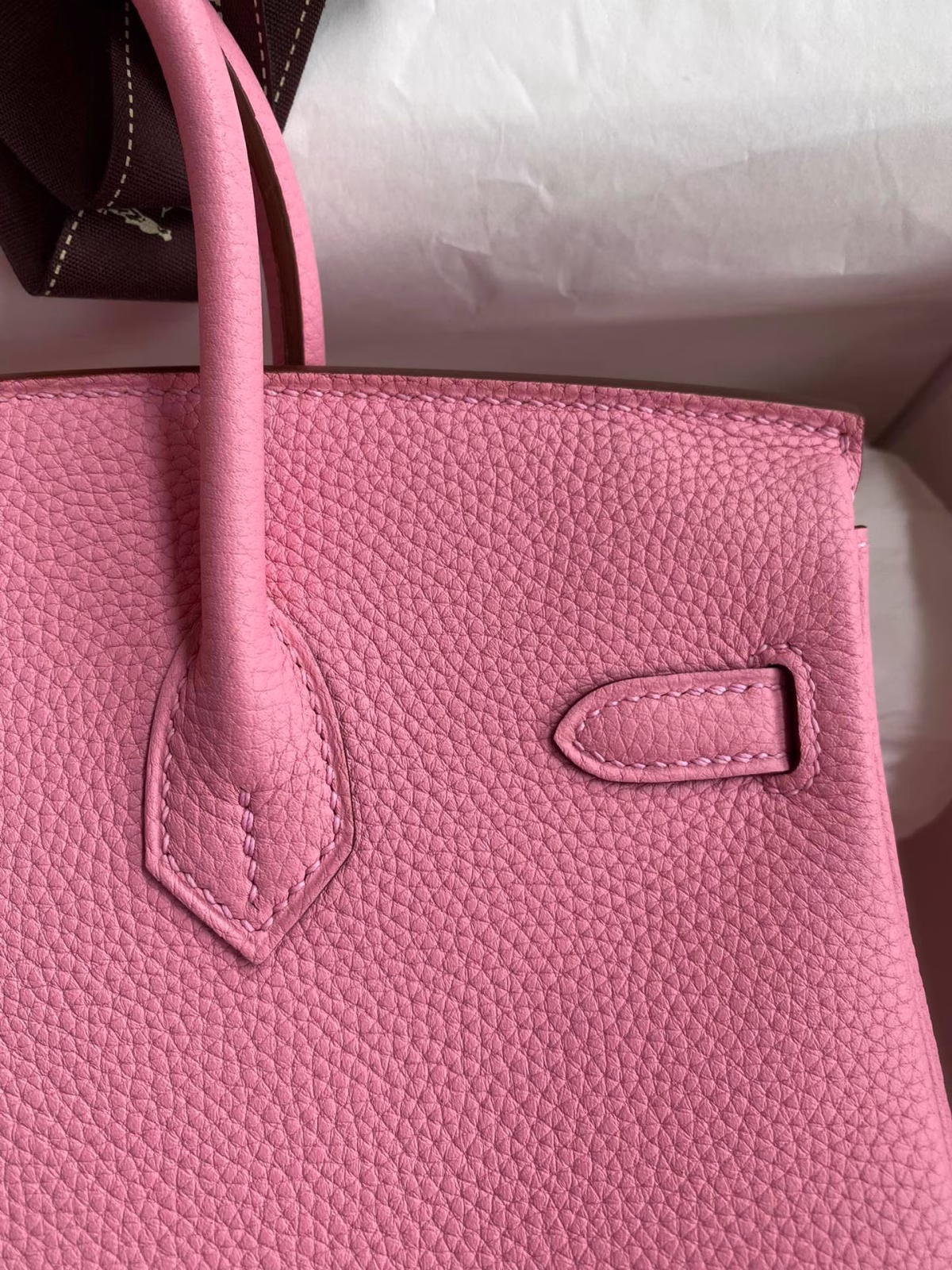 Hermes Birkin 25 Retourne Handmade Bag In Pink Clemence Leather - Image 2
