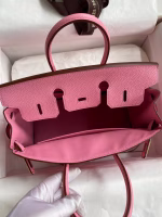 Hermes Birkin 25 Retourne Handmade Bag In Pink Clemence Leather - Image 5