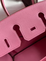 Hermes Birkin 25 Retourne Handmade Bag In Pink Clemence Leather - Image 7