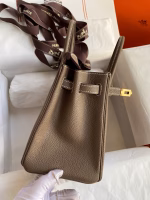 Hermes Birkin 25 Retourne Handmade Bag In Taupe Clemence Leather - Image 9