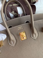 Hermes Birkin 25 Retourne Handmade Bag In Taupe Clemence Leather - Image 2