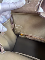 Hermes Birkin 25 Retourne Handmade Bag In Taupe Clemence Leather - Image 5
