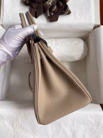 Hermes Birkin 25 Retourne Handmade Bag In Gris Tourterelle Clemence Leather - Image 6