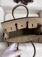 Hermes Birkin 25 Retourne Handmade Bag In Gris Tourterelle Clemence Leather - Image 2