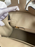 Hermes Birkin 25 Retourne Handmade Bag In Gris Tourterelle Clemence Leather - Image 8