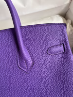 Hermes Birkin 25 Retourne Handmade Bag In Violet Clemence Leather - Image 5