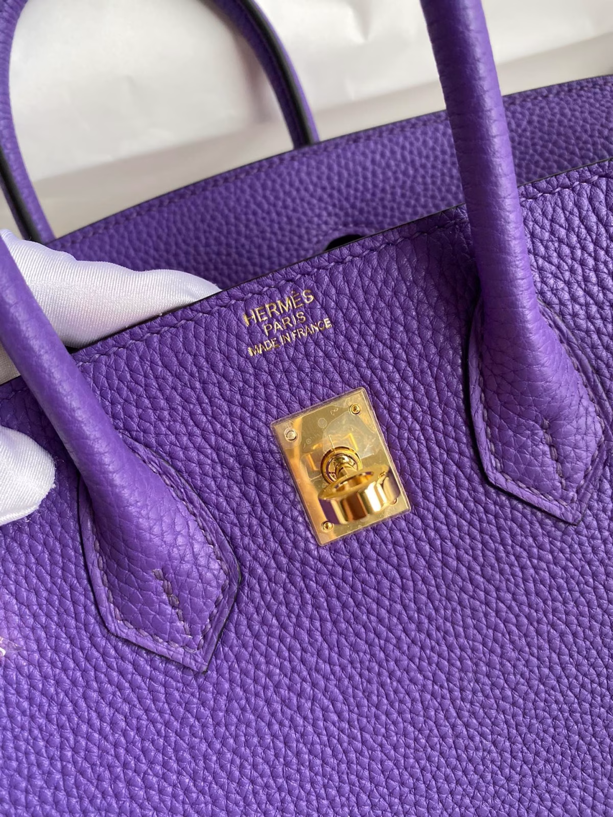 Hermes Birkin 25 Retourne Handmade Bag In Violet Clemence Leather - Image 2