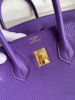 Hermes Birkin 25 Retourne Handmade Bag In Violet Clemence Leather - Image 2
