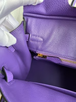 Hermes Birkin 25 Retourne Handmade Bag In Violet Clemence Leather - Image 3