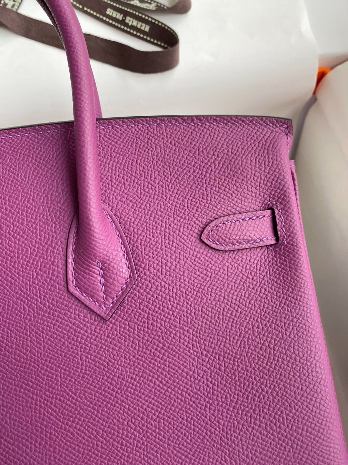 Hermes Birkin 25 Retourne Handmade Bag In Anemone Epsom Calfskin - Image 8