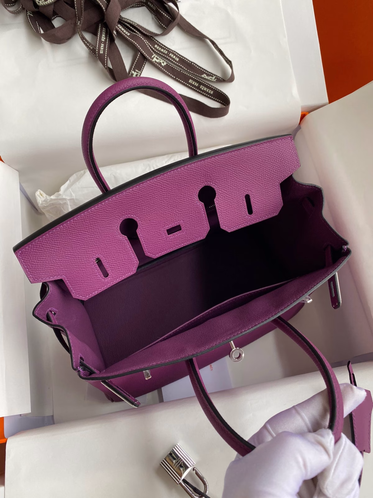 Hermes Birkin 25 Retourne Handmade Bag In Anemone Epsom Calfskin - Image 3