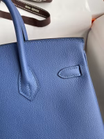 Hermes Birkin 25 Retourne Handmade Bag In Blue Agate Epsom Calfskin - Image 8