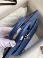 Hermes Birkin 25 Retourne Handmade Bag In Blue Agate Epsom Calfskin - Image 9