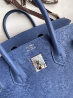 Hermes Birkin 25 Retourne Handmade Bag In Blue Agate Epsom Calfskin - Image 2